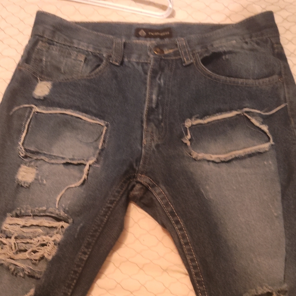 Men's Relaxed Fit Jeans - Distressed Blue